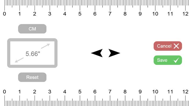 Sites in VR app's screen size calibration screen.